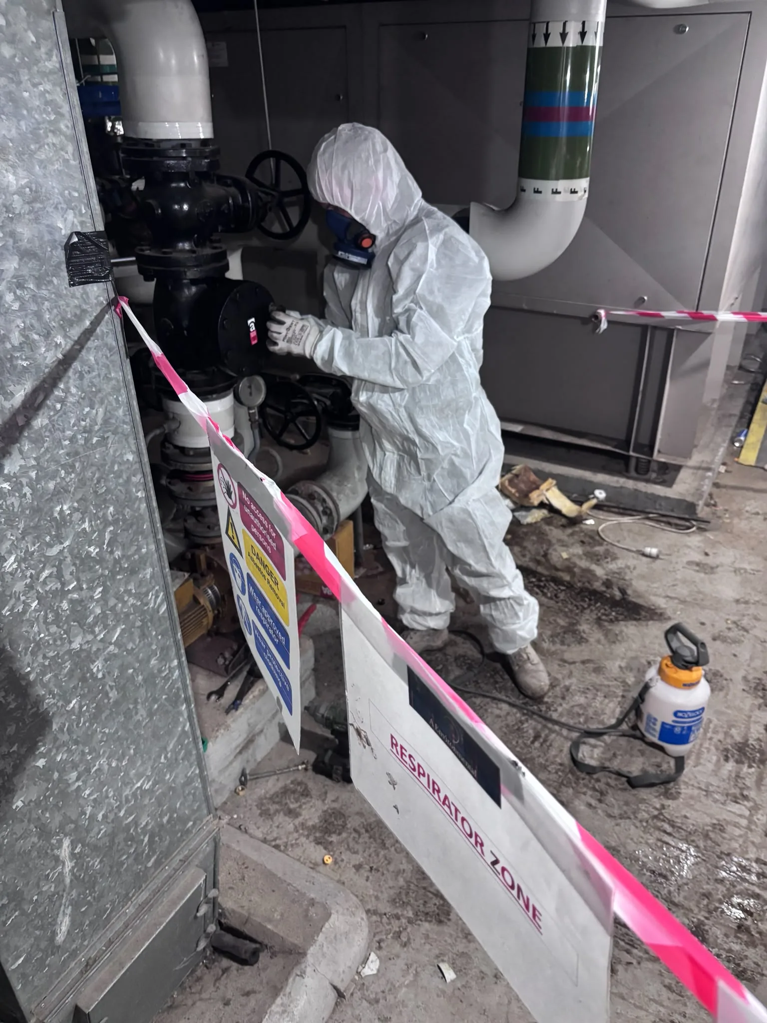 Asbestos artex removal from concrete soffit in Dalston